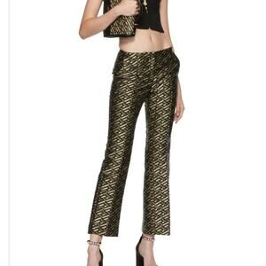 NWT Versace Black & Khaki Monogram Jacquard Trousers Sz 42/M